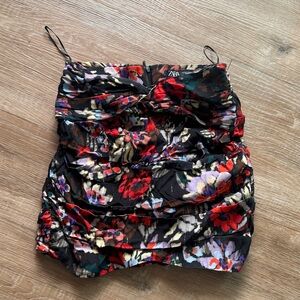 Zara Multicolor Floral Mini Skirt